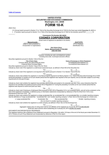 Thumbnail Cognex 10-K Annual Report 2013