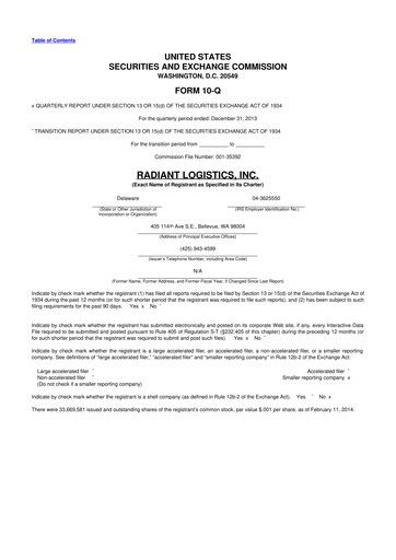 Thumbnail Radiant Logistics
 10-Q Quarterly Report FY2014 