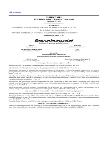 Thumbnail Snap-on 10-K Annual Report 2013