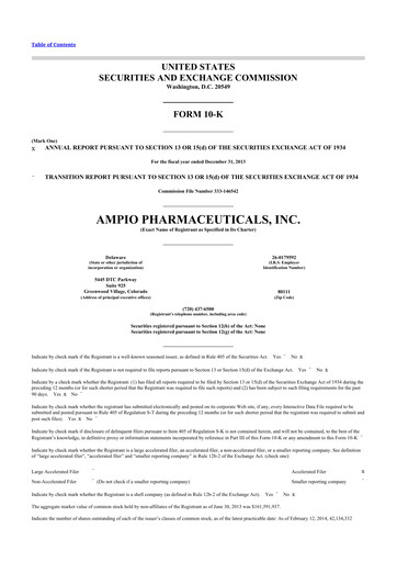 Thumbnail Ampio Pharmaceuticals 10-K Annual Report 2013