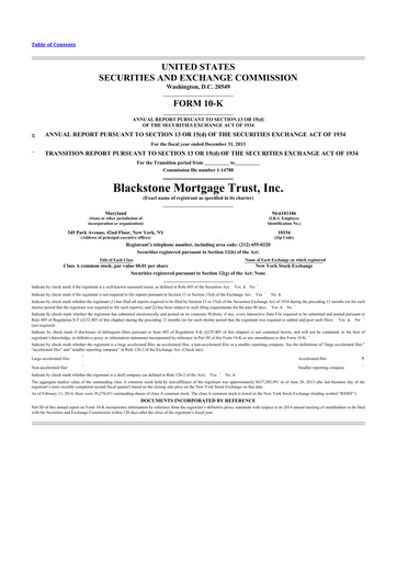 Thumbnail Blackstone Mortgage Trust
 10-K Annual Report 2013