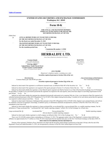 Thumbnail Herbalife 10-K Annual Report 2013