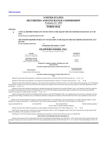 Thumbnail Flowers Foods
 10-K Annual Report 2013