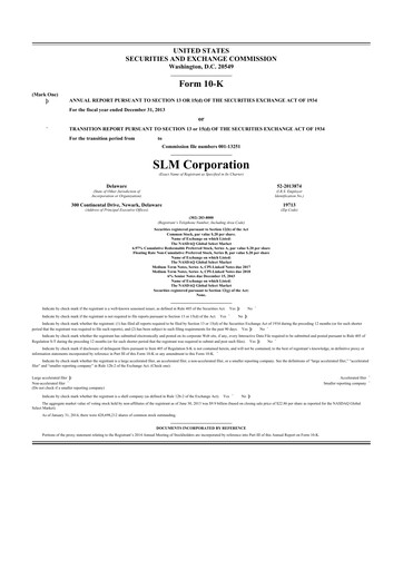 Miniature SLM Corporation (Sallie Mae) 10-K Rapport annuel 2013