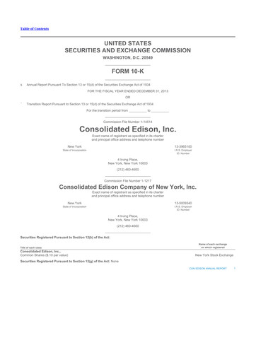 Thumbnail Consolidated Edison 10-K Annual Report 2013