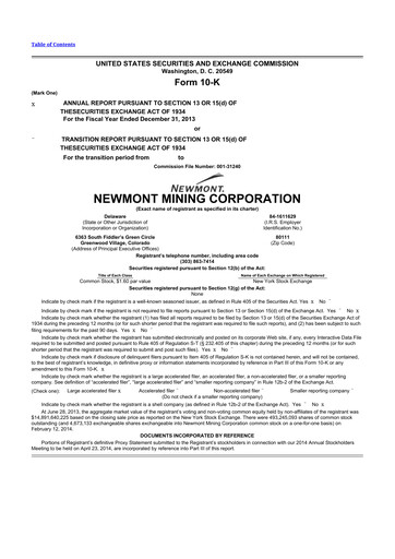 Thumbnail Newmont 10-K Annual Report 2013
