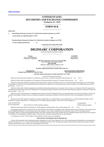 Thumbnail Digimarc
 10-K Annual Report 2013