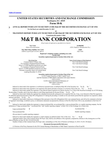 Thumbnail M&T Bank 10-K Annual Report 2013