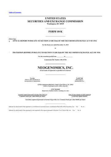 Thumbnail NeoGenomics
 10-K Annual Report 2013