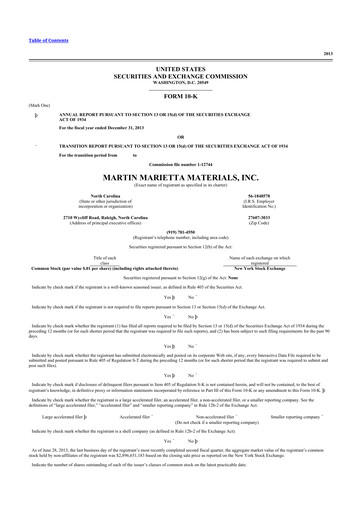 Thumbnail Martin Marietta Materials 10-K Annual Report 2013