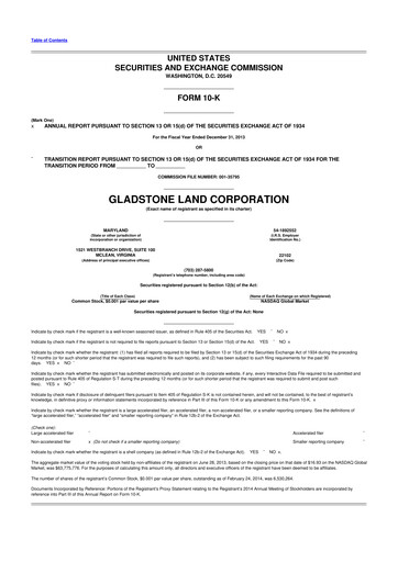 Thumbnail Gladstone Land 10-K Annual Report 2013