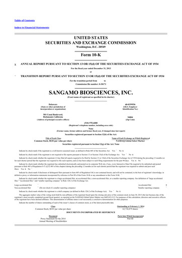 Thumbnail Sangamo Therapeutics
 10-K Annual Report 2013