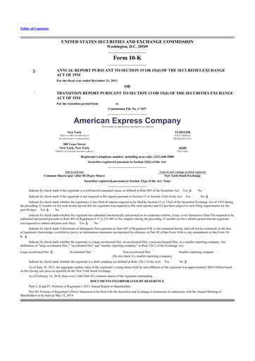 Thumbnail American Express 10-K Annual Report 2013