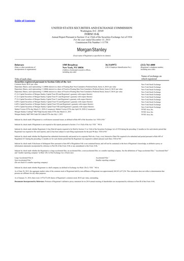 Thumbnail Morgan Stanley 10-K Annual Report 2013