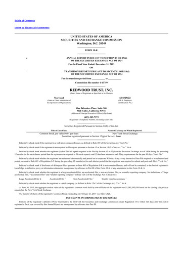 Thumbnail Redwood Trust 10-K Annual Report 2013