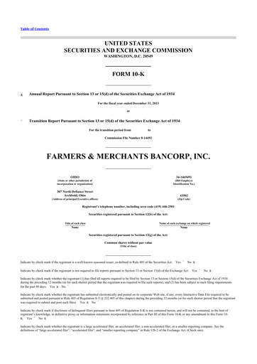 Thumbnail Farmers & Merchants Bancorp 10-K Annual Report 2013