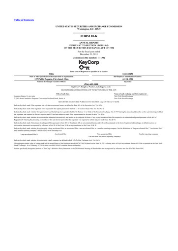 Miniature KeyCorp (KeyBank) 10-K Rapport annuel 2013