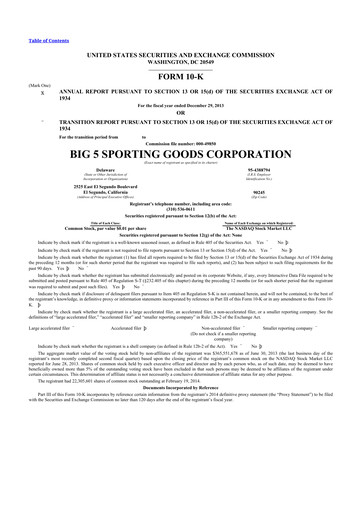 Thumbnail Big 5 Sporting Goods 10-K Annual Report 2013