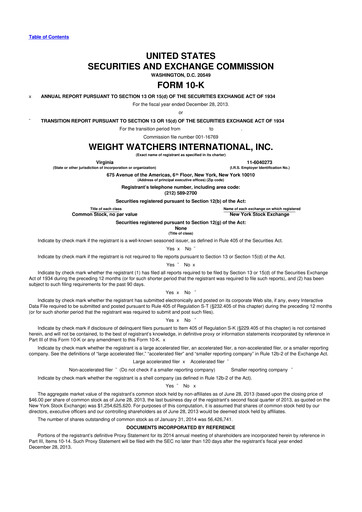 Thumbnail Weight Watchers 10-K Annual Report 2013
