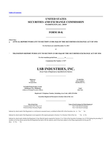 Thumbnail LSB Industries 10-K Annual Report 2013