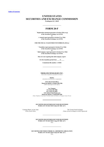 Thumbnail Theratechnologies 20-F Annual Report 