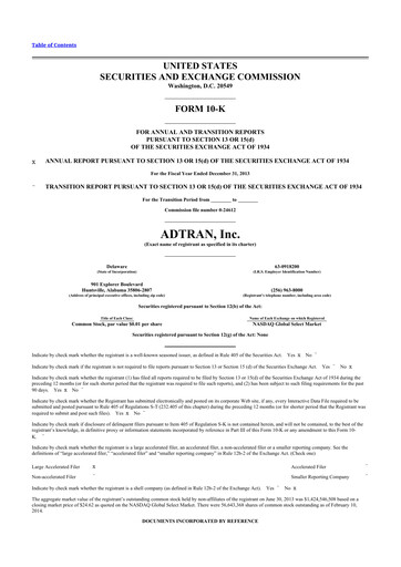 Thumbnail ADTRAN 10-K Annual Report 2013