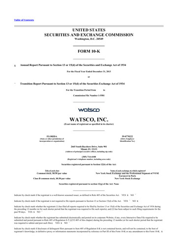 Miniature Watsco
 10-K Rapport annuel 2013