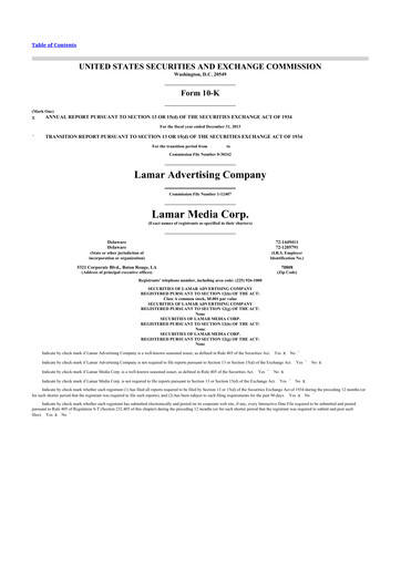 Thumbnail Lamar Advertising 10-K Annual Report 