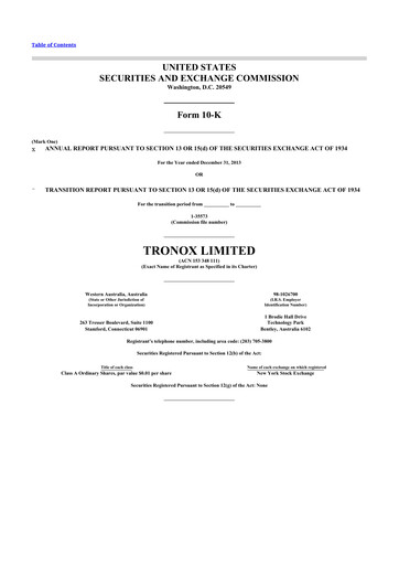 Miniature Tronox 10-K Rapport annuel 2013