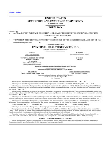 Thumbnail Universal Health Services
 10-K Annual Report 2013