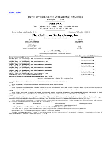 Thumbnail Goldman Sachs 10-K Annual Report 2013