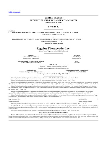 Thumbnail Regulus Therapeutics 10-K Annual Report 2013