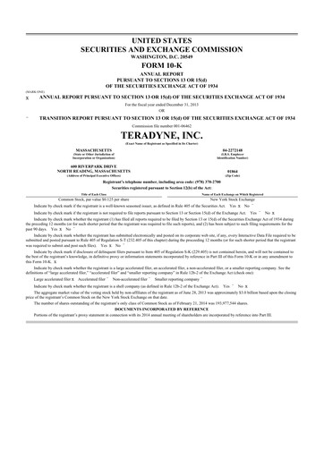 Thumbnail Teradyne 10-K Annual Report 2013