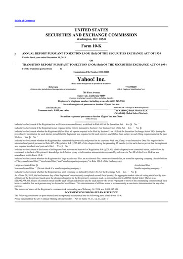 Miniature Yahoo Inc. 10-K Rapport annuel 2013