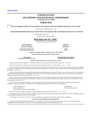 Thumbnail WesBanco 10-K Annual Report 2013