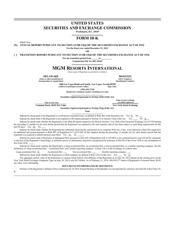 Thumbnail MGM Resorts

 10-K Annual Report 2013