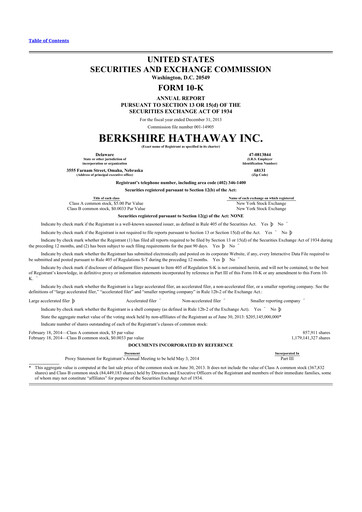 Thumbnail Berkshire Hathaway  10-K Annual Report 2013