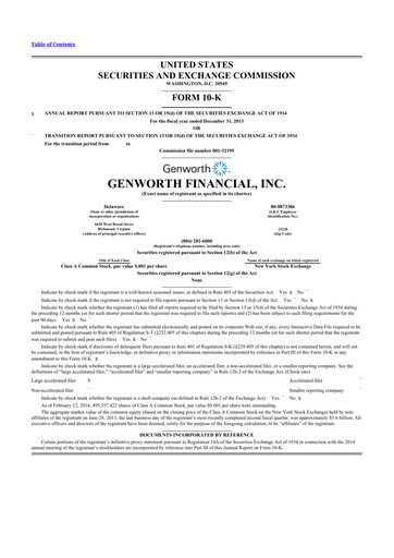 Thumbnail Genworth Financial
 10-K Annual Report 2013