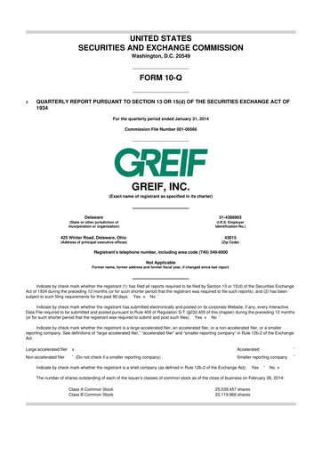 Thumbnail Greif 10-Q Quarterly Report FY2014 