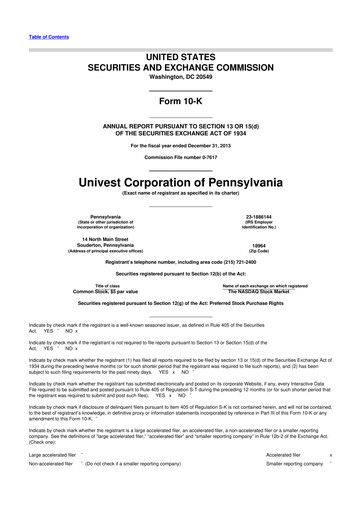 Thumbnail Univest Financial Corporation 10-K Annual Report 2013