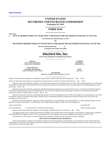 Thumbnail bluebird bio
 10-K Annual Report 2013