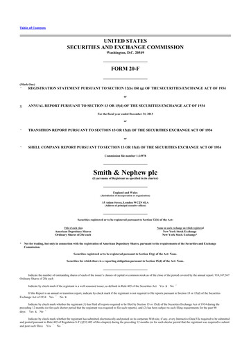 Miniature Smith & Nephew
 20-F Rapport annuel 