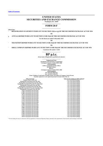 Miniature BP 20-F Rapport annuel 