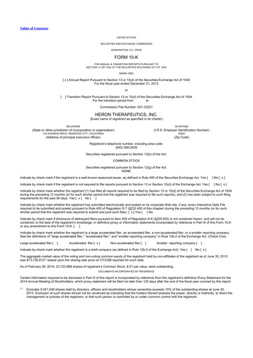 Thumbnail Heron Therapeutics 10-K Annual Report 2013