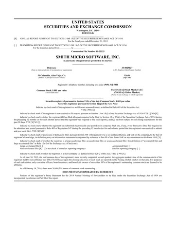 Thumbnail Smith Micro Software
 10-K Annual Report 2013