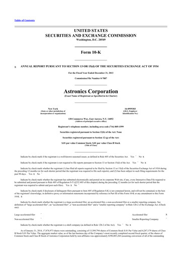 Thumbnail Astronics Corporation
 10-K Annual Report 2013