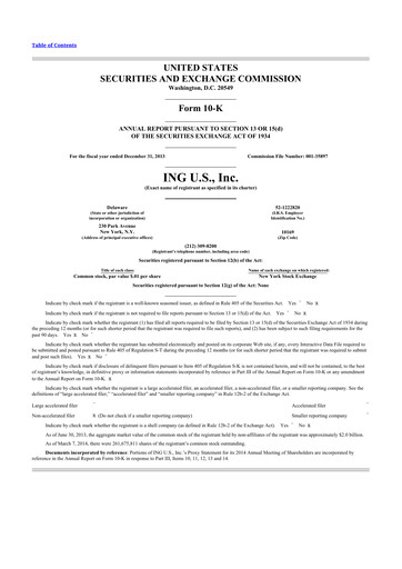 Thumbnail Voya Financial
 10-K Annual Report 2013