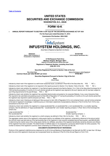 Thumbnail InfuSystem 10-K Annual Report 2013