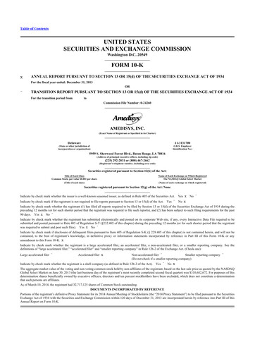 Thumbnail Amedisys 10-K Annual Report 2013