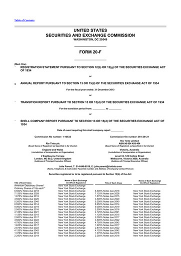 Thumbnail Rio Tinto 20-F Annual Report 